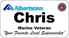 (image for) Albertsons White Veteran Name Badge