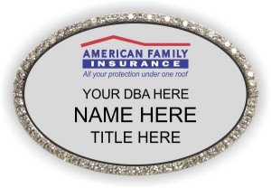 (image for) American Family Insurance Silver Oval Bling Badge