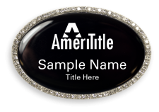 (image for) Amerititle Oval Silver Bling Badge with Black Background