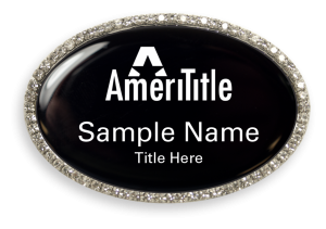 (image for) Amerititle Oval Silver Bling Badge with Black Background