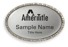 (image for) Amerititle Oval Silver Bling Badge with Silver Background