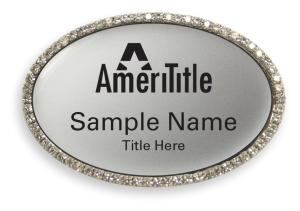 (image for) Amerititle Oval Silver Bling Badge with Silver Background