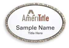 (image for) Amerititle Full Color Logo Oval Silver Bling Badge with White Background