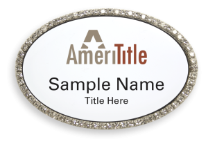 (image for) Amerititle Full Color Logo Oval Silver Bling Badge with White Background