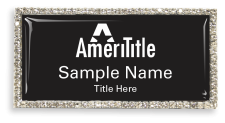 (image for) Amerititle Rectangular Silver Bling Badge with Black Background