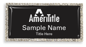 (image for) Amerititle Rectangular Silver Bling Badge with Black Background