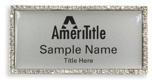 (image for) Amerititle Rectangular Silver Bling Badge with Silver Background