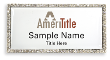 (image for) Amerititle Full Color Logo Rectangular Silver Bling Badge with White Background