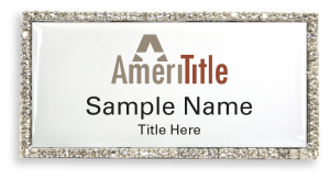 (image for) Amerititle Full Color Logo Rectangular Silver Bling Badge with White Background