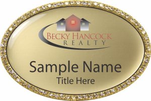 (image for) Becky Hancock Realty Bling Oval Gold Badge