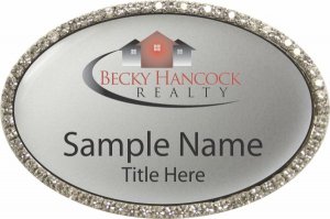 (image for) Becky Hancock Realty Bling Oval Silver Badge