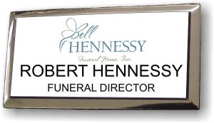 (image for) Bell Hennessy Funeral Home Silver/White Executive Name Badge