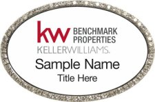 (image for) Keller Williams Benchmark Properties Silver Oval Bling White Badge