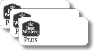(image for) Best Western Plus Black Classic Logo Only White Badge Pack of 25