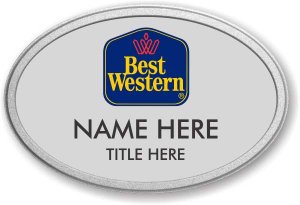 (image for) Best Western Classic Logo Oval Silver Prestige Badge with Pebbled Silver Frame