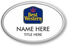 (image for) Best Western Classic Logo Oval White Prestige Badge with Pebbled Silver Frame