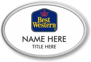 (image for) Best Western Classic Logo Oval White Prestige Badge with Pebbled Silver Frame