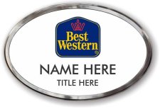 (image for) Best Western Classic Logo Oval White Prestige Badge, Polished Silver Frame