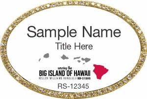 (image for) Keller Williams Big Island of Hawaii Oval Bling Gold Badge with White Insert