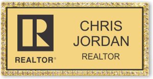 (image for) Realtor Black Logo Gold Bling Badge