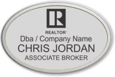 (image for) Realtor Black Logo Oval Silver Prestige Badge with Pebbled Frame