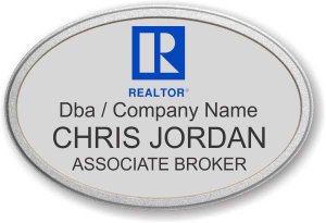 (image for) Residential Blue Realtor Oval Silver Prestige Badge with Pebbled Frame
