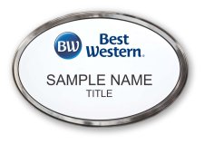 (image for) Best Western White Oval Prestige Badge with Polished Silver Frame