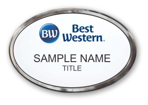 (image for) Best Western White Oval Prestige Badge with Polished Silver Frame
