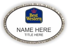 (image for) Best Western Classic Logo Oval Silver and White Bling Badge