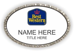 (image for) Best Western Classic Logo Oval Silver and White Bling Badge