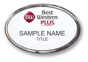 (image for) Best Western Plus White Oval Prestige Badge with Polished Silver Frame