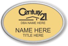 (image for) Century 21 Black Logo - Oval Gold Prestige Badge with Pebbled Silver Frame