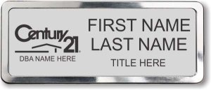 (image for) Century 21 Black Logo - Silver Prestige Badge with Polished Silver Frame