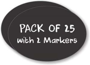 (image for) Twenty Five Pack Oval Chalkboard Badge (Blank) with Two Markers