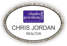 (image for) Charles Rutenberg Realty White/Silver Oval Bling Badge