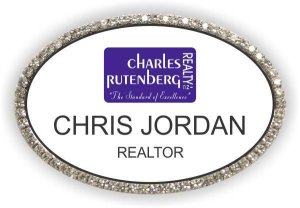 (image for) Charles Rutenberg Realty White/Silver Oval Bling Badge