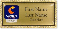 (image for) Comfort Suites Orange Purple Logo Bling Gold badge