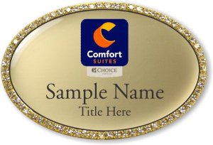 (image for) Comfort Suites Orange Purple Logo Oval Bling Gold badge
