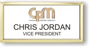 (image for) Custom Portable Morgues Executive White Gold Framed Badge