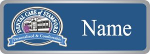 (image for) Dental Care of Stamford Blue Badge on Silver Frame