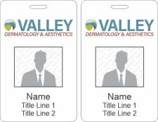 (image for) Valley Immediate Care - Dermatology & Aesthetics Photo ID Vertical Double Sided Badge - 2 Titles