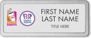 (image for) Dunkin\' Brands Silver Pebbled Frame Prestige Badge - Stacked Name