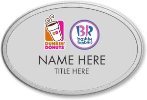 (image for) Dunkin\' Brands Oval Silver Pebbled Frame Prestige Badge