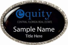 (image for) Equity Real Estate Oval Bling Silver Badge with Black Insert