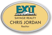 (image for) Exit Realty Oval Gold Prestige Badge with Pebbled Silver Frame