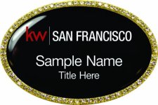 (image for) Keller Williams San Francisco Gold Oval Bling Badge Black Insert