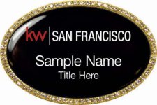 (image for) Keller Williams San Francisco Gold Oval Bling Badge Black Insert