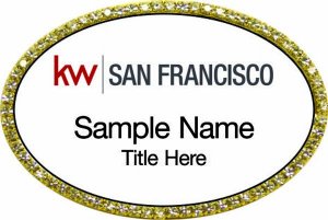 (image for) Keller Williams San Francisco Gold Oval Bling Badge White Insert