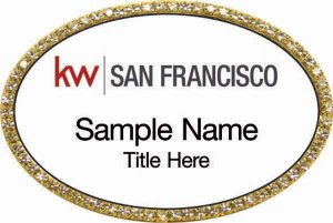 (image for) Keller Williams San Francisco Gold Oval Bling Badge White Insert