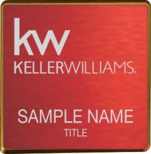 (image for) Keller Williams KW Gold Square Executive Red Anodized Badge